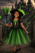 Elphaba's Emerald Enchantment Tutu Dress, Witch Hat & Wand Set