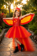 Fire Phoenix Rising Tutu Dress & Wings Costume Set