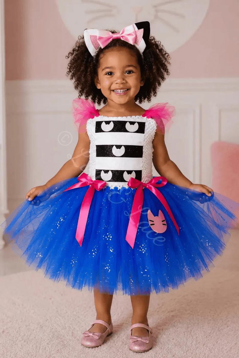 Gabby's Magical Kitty Tutu Dress & Cat Ear Headband Set – Dollhouse Inspired Costume for Girls