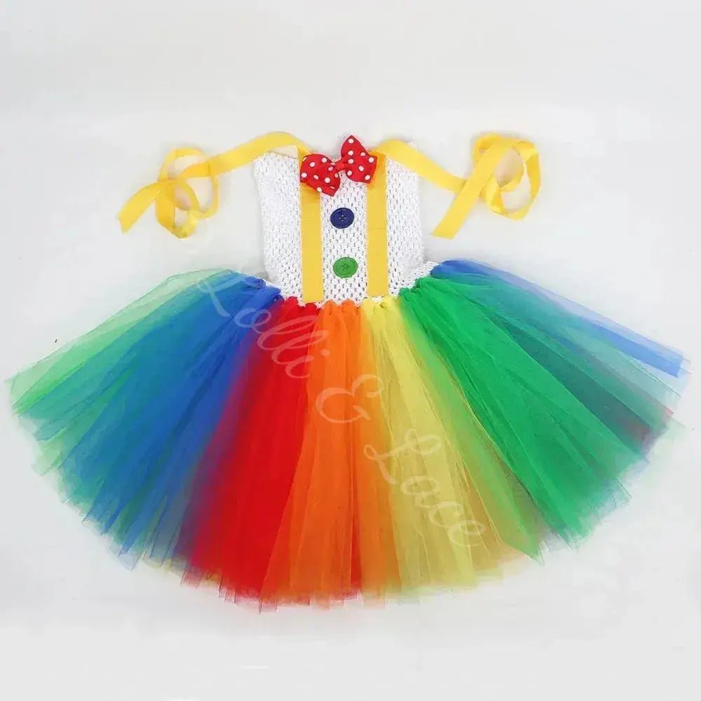 Giggles & Rainbows Clown Princess Tutu Dress & Accessory Set