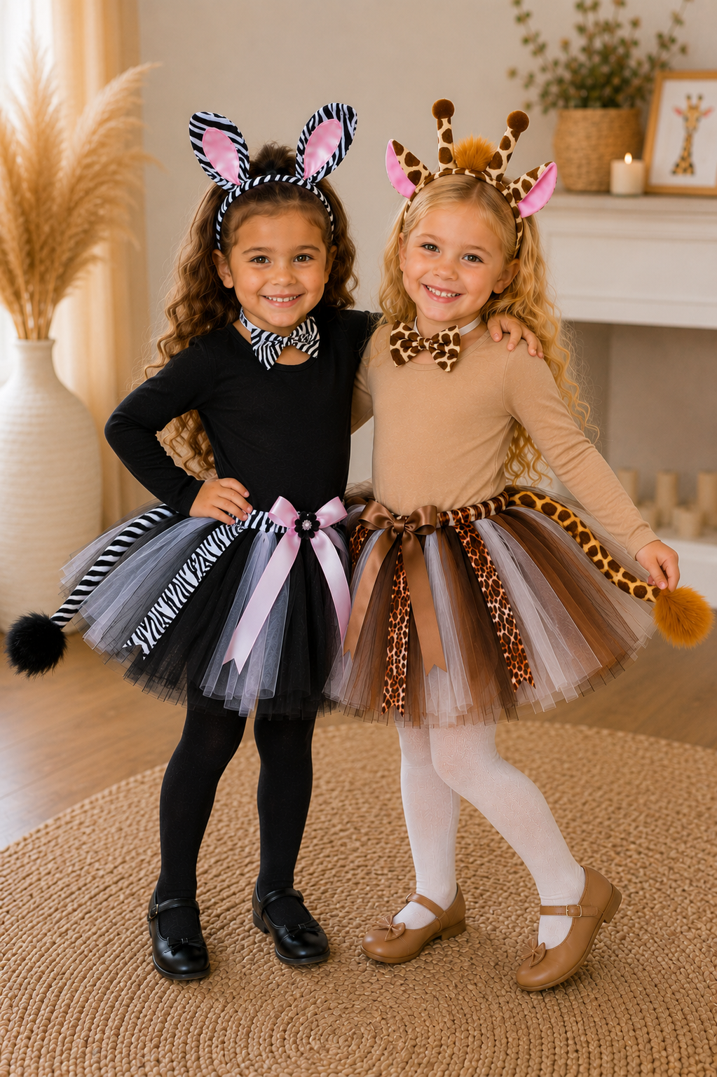 Giraffe and zebra safari tutu costume sets for girls