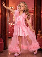 Glinda Inspired Pink Princess Costume for Girls – Magical Bubble Dress 2-Piece Set