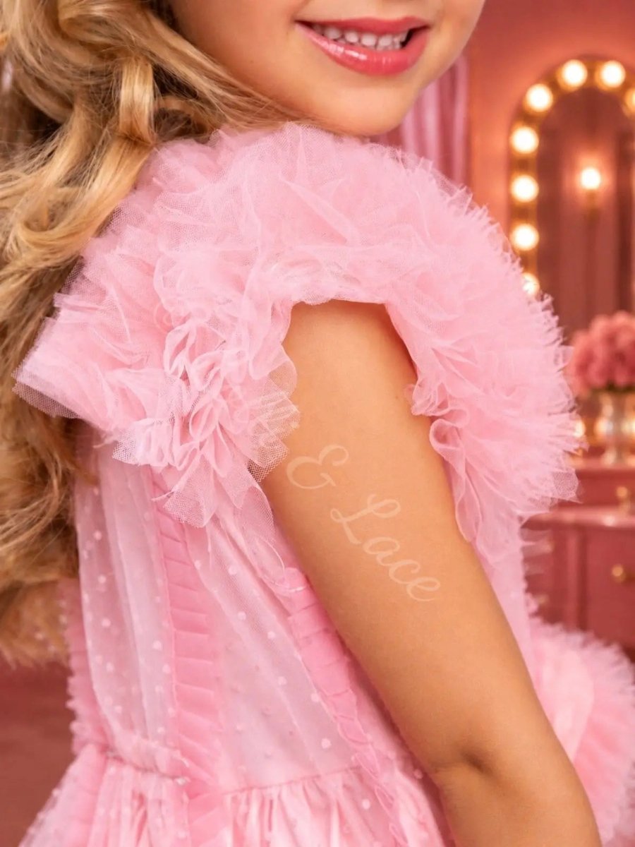 Glinda Inspired Pink Princess Costume for Girls – Magical Bubble Dress 2-Piece Set