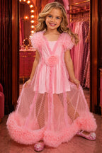Glinda Inspired Pink Princess Costume for Girls – Magical Bubble Dress 2-Piece Set