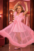Glinda Inspired Pink Princess Costume for Girls – Magical Bubble Dress 2-Piece Set