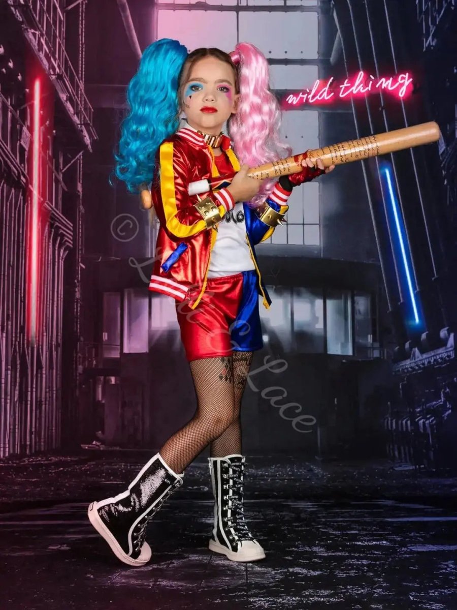 Harley Quinn's Mischief Maker Costume Set | Jacket, Wig, Bat & Accessories