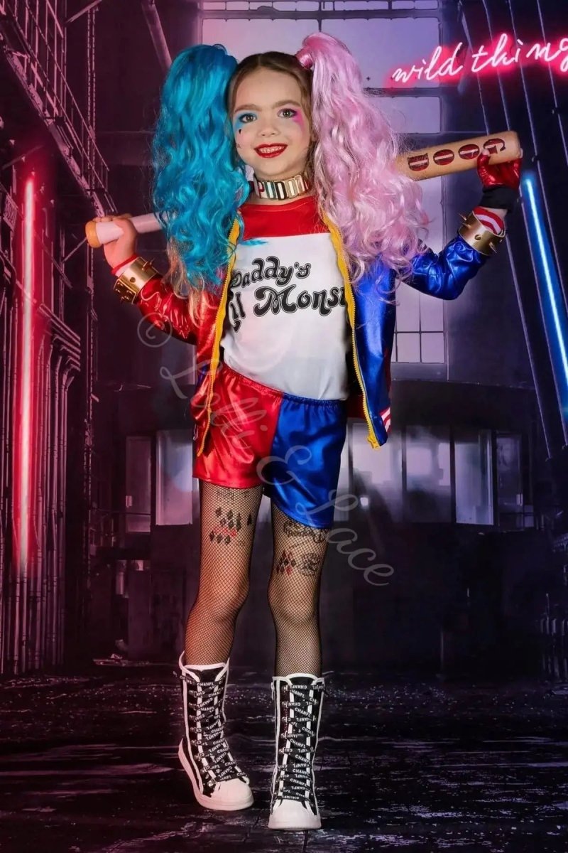 Harley Quinn's Mischief Maker Costume Set | Jacket, Wig, Bat & Accessories