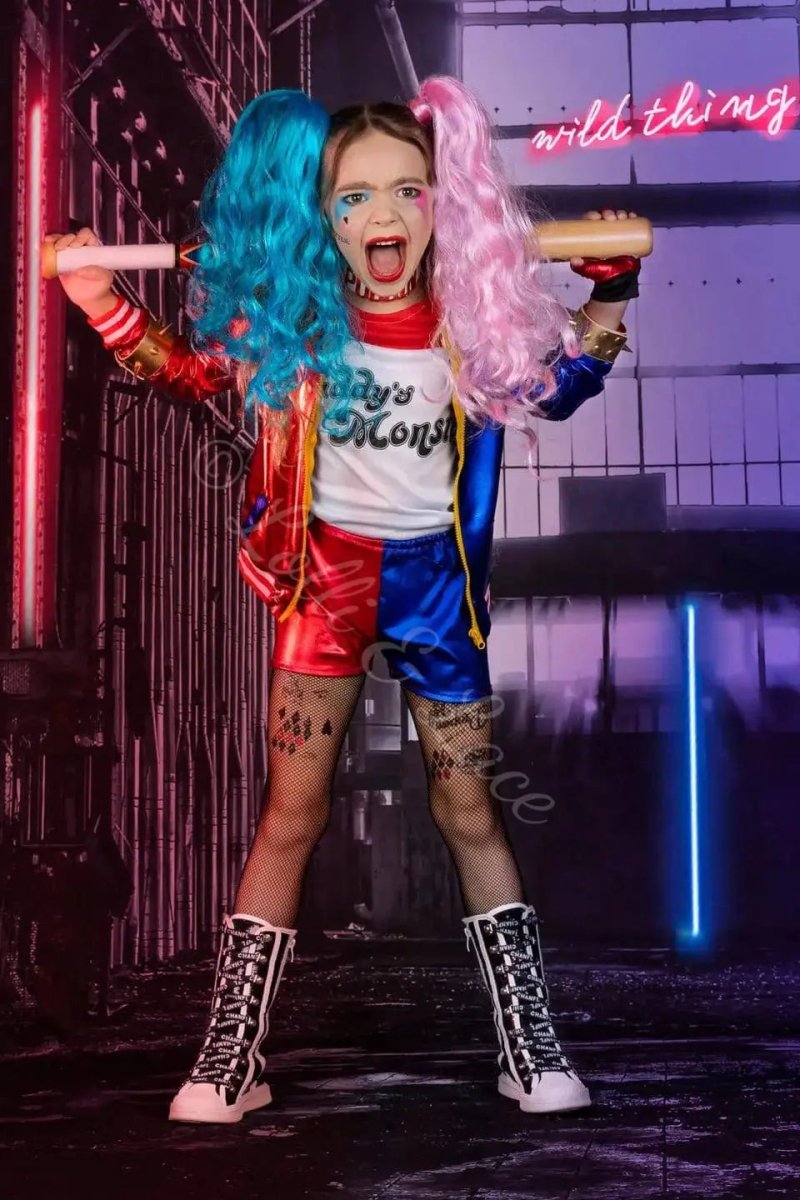 Harley Quinn's Mischief Maker Costume Set | Jacket, Wig, Bat & Accessories