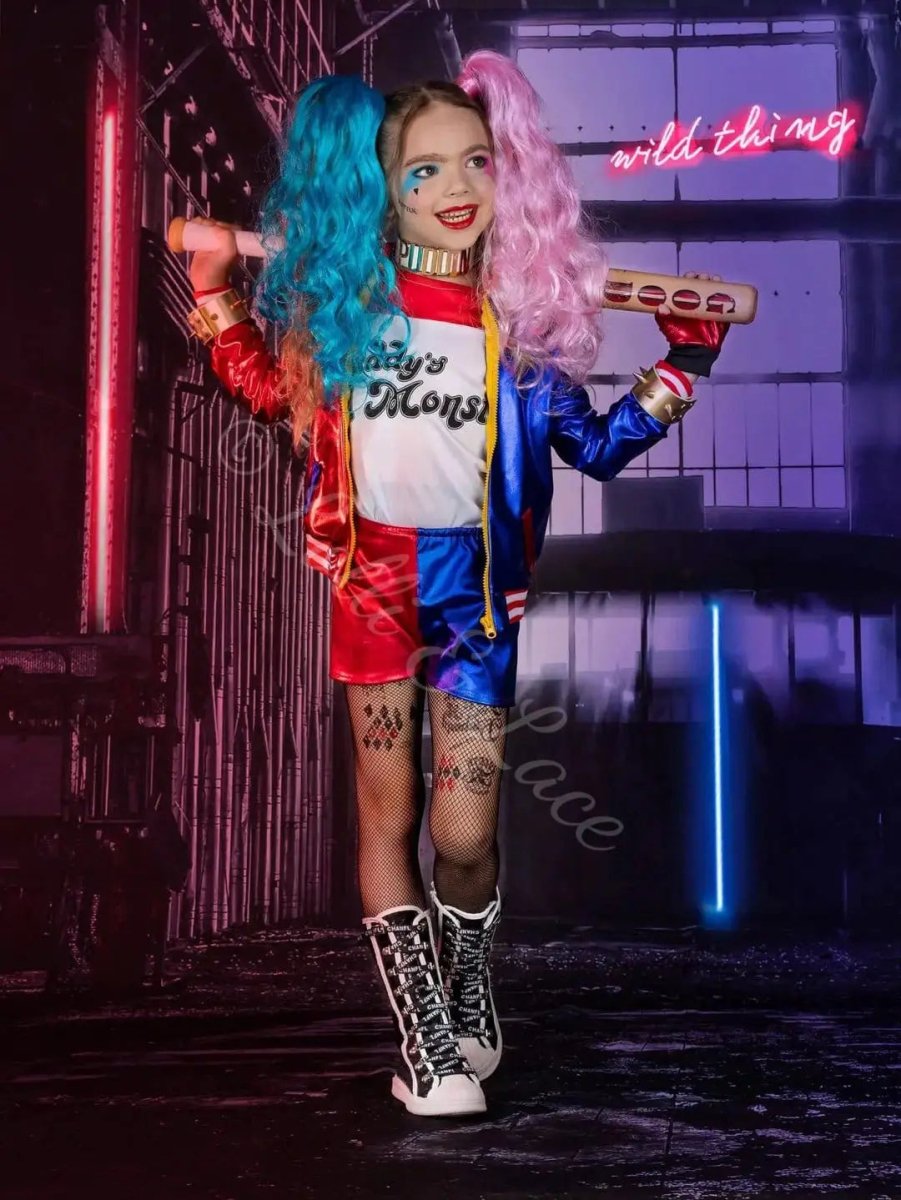 Harley Quinn's Mischief Maker Costume Set | Jacket, Wig, Bat & Accessories