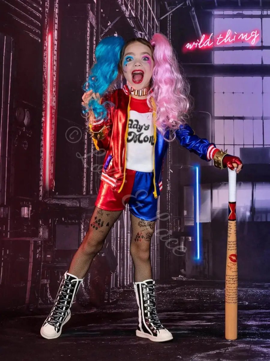 Harley Quinn's Mischief Maker Costume Set | Jacket, Wig, Bat & Accessories