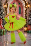 Little Miss Grinchmas green tutu dress and Christmas costume accessory set for girls
