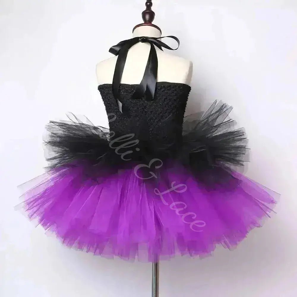 Midnight Magic Witch Tutu Dress, Hat & Broom Costume Set