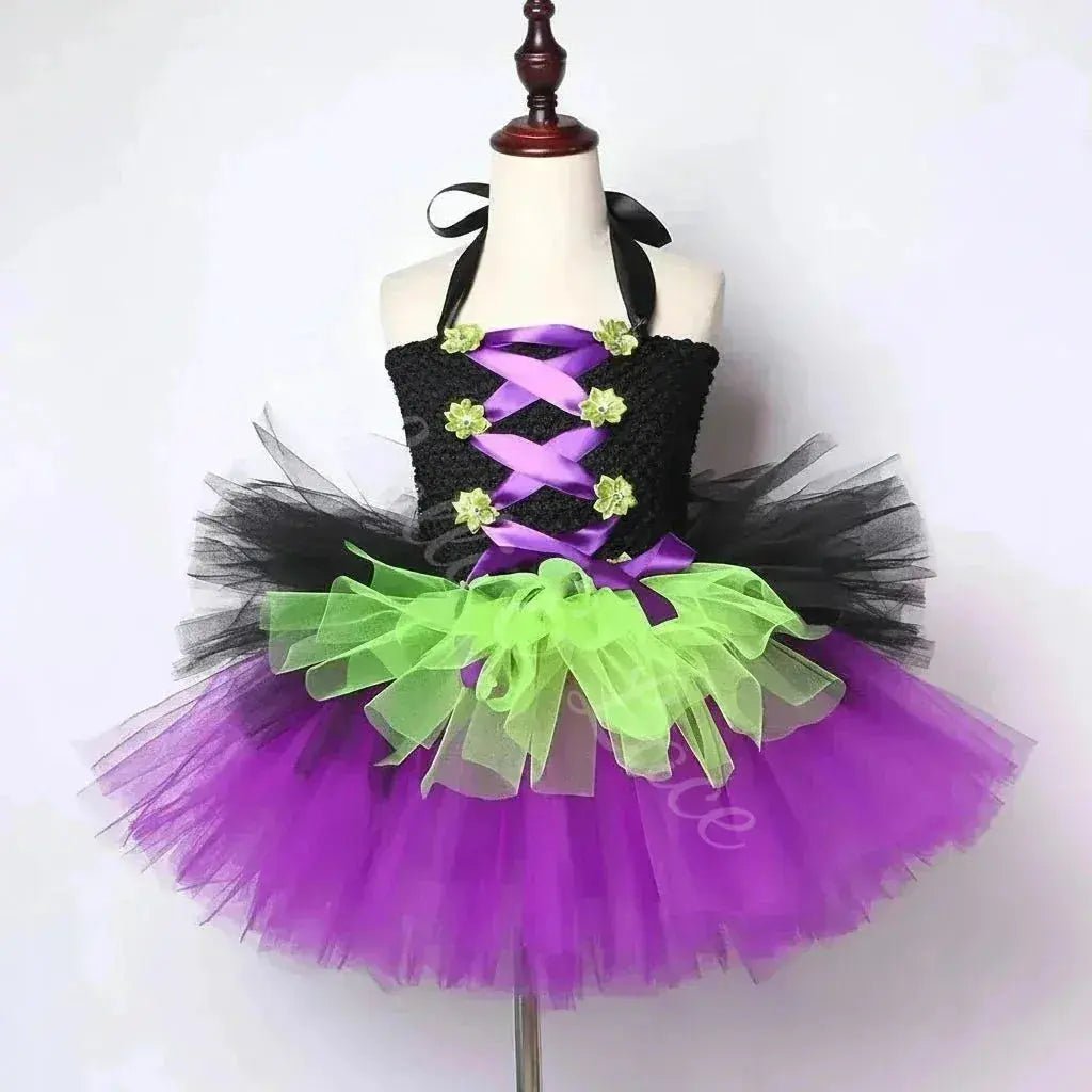 Midnight Magic Witch Tutu Dress, Hat & Broom Costume Set