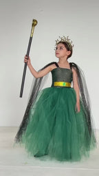 Mystic Medusa Goddess Costume Dress Set for Girls – Snake Crown, Cape & Staff