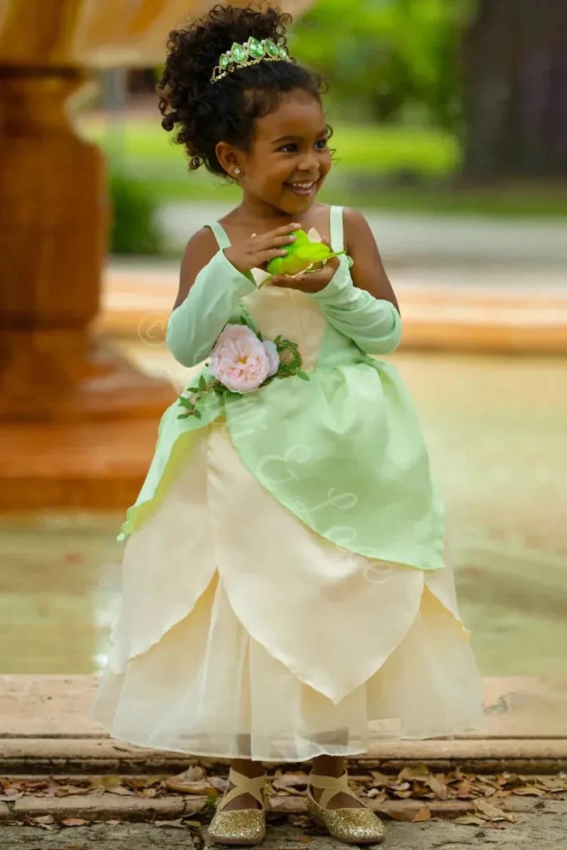 Princess Tiana Inspired Dress Costume with Arm Sleeves – Lolli & Lace
