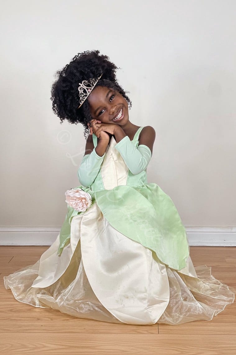 Princess Tiana Inspired Dress Costume with Arm Sleeves