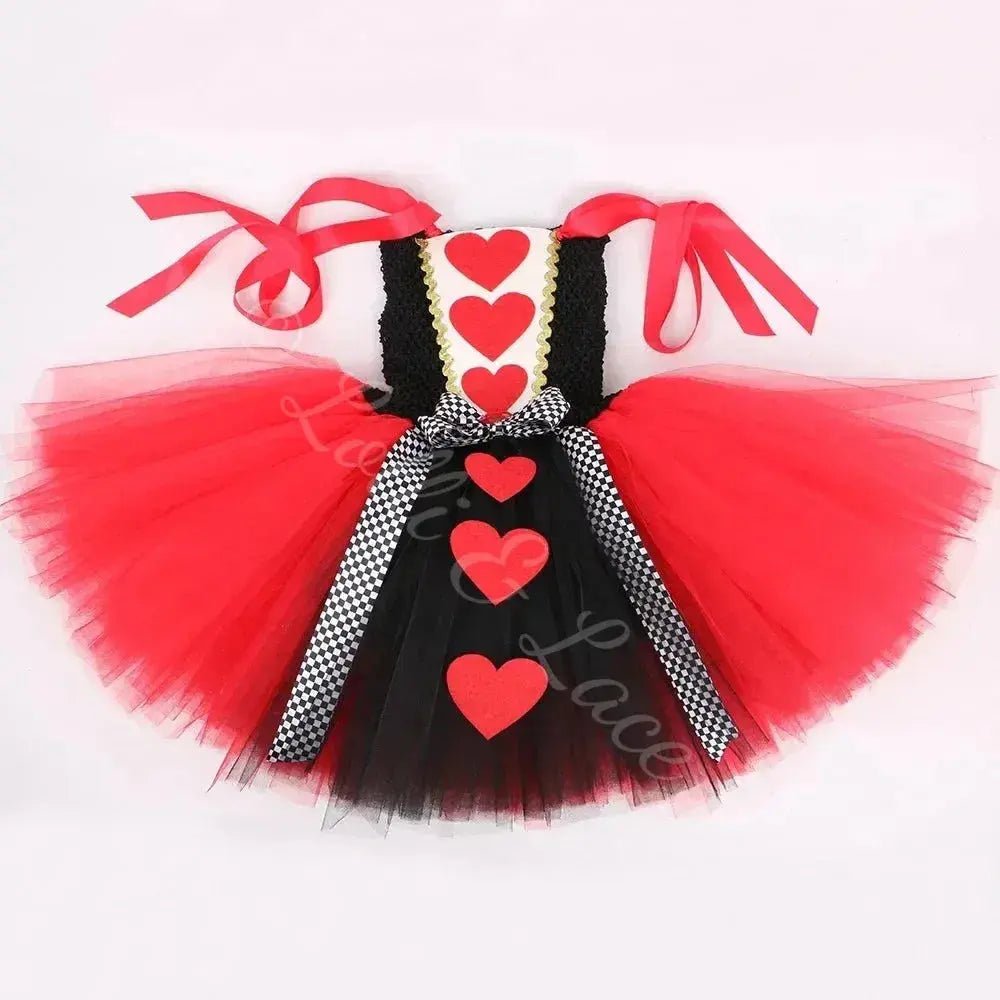Queen of Hearts Royal Tutu Dress, Crown Headband & Heart Wand Set