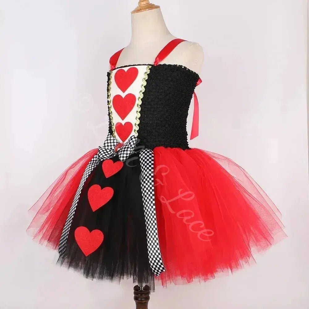 Queen of Hearts Royal Tutu Dress, Crown Headband & Heart Wand Set