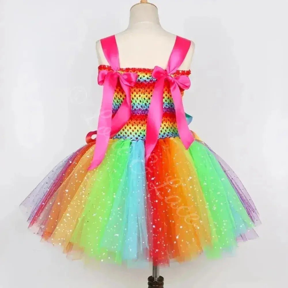 Rainbow Wishes Fairy Princess Tutu Dress, Wings & Wand Costume Set