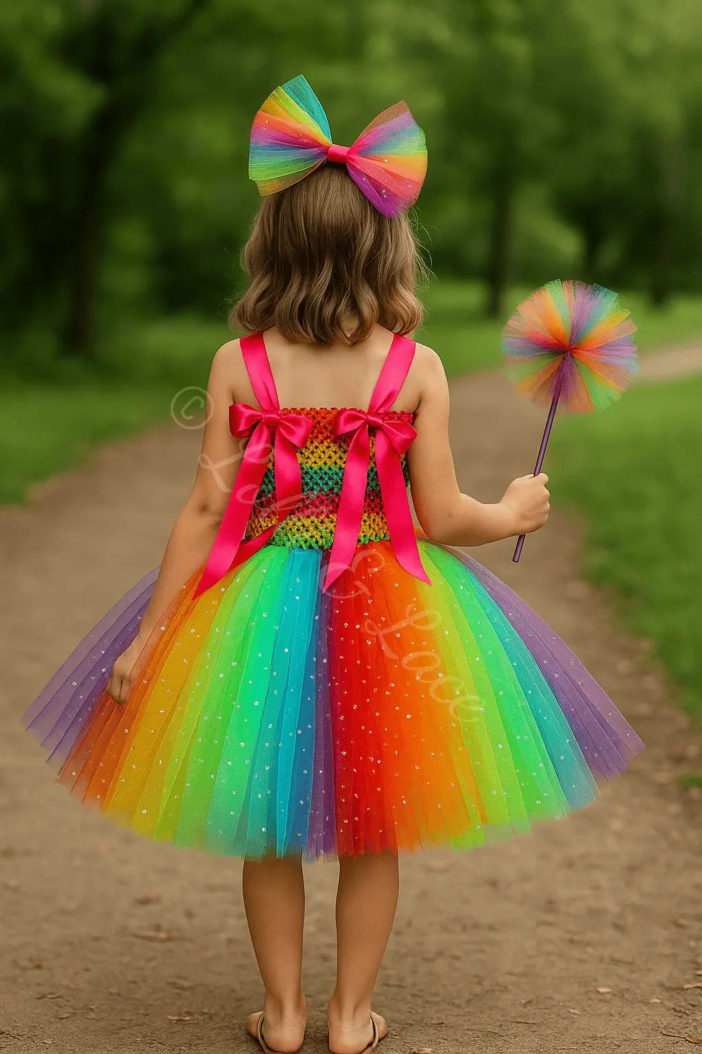 Rainbow Wishes Fairy Princess Tutu Dress, Wings & Wand Costume Set Lolli & Lace