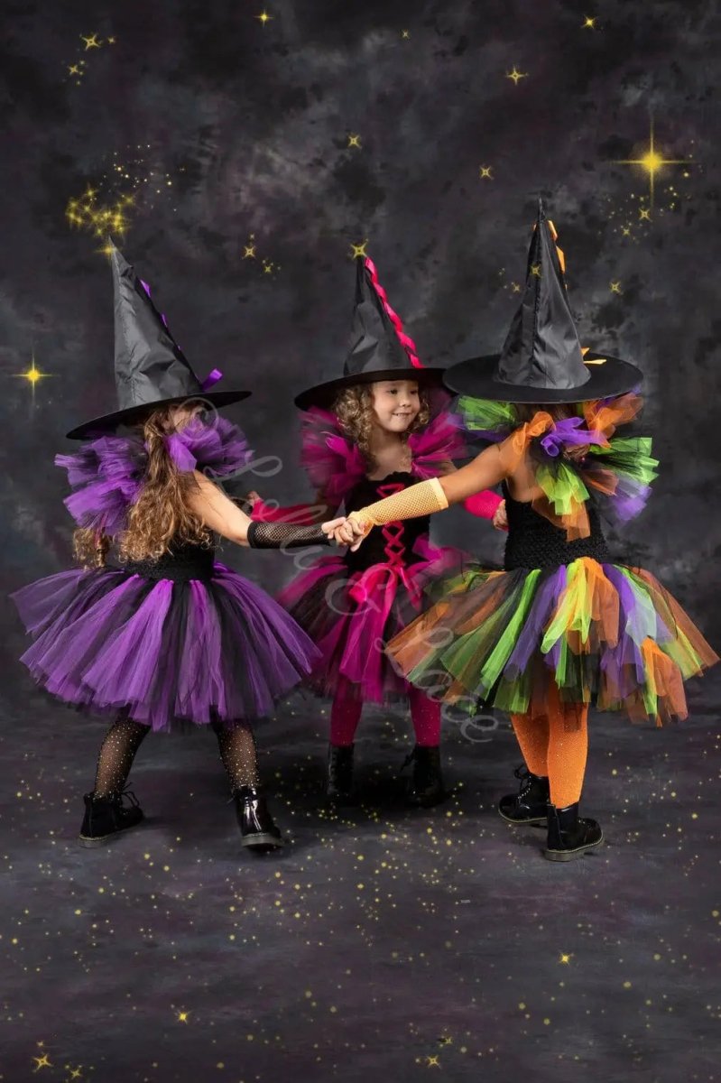 Spellbound Sisters Witch Tutu Dress, Hat & Broom Costume Set