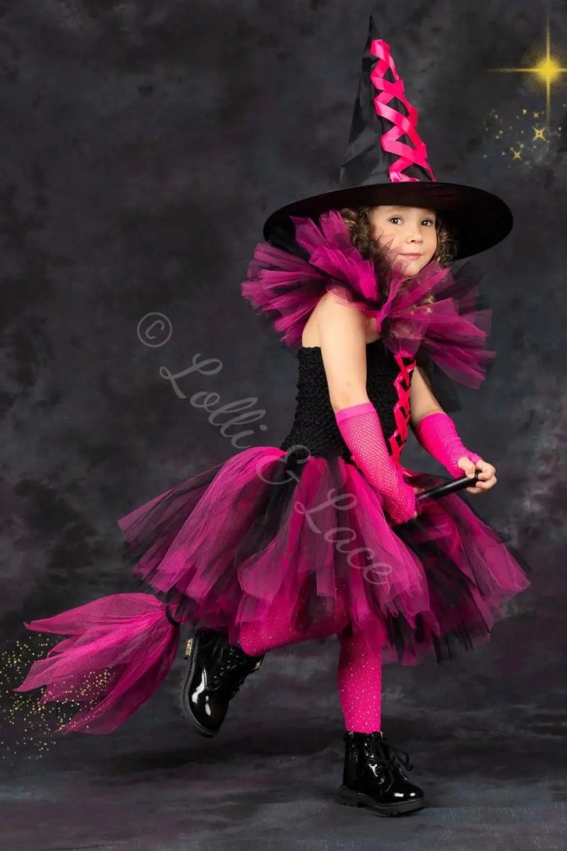 Spellbound Sisters Witch Tutu Dress, Hat & Broom Costume Set