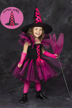 Spellbound Sisters Witch Tutu Dress, Hat & Broom Costume Set