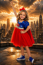 Supergirl Inspired Dress & Cape Costume for Girls – Superhero Princess Halloween Outfit