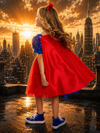 Supergirl Inspired Dress & Cape Costume for Girls – Superhero Princess Halloween Outfit