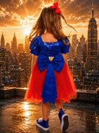 Supergirl Inspired Dress & Cape Costume for Girls – Superhero Princess Halloween Outfit
