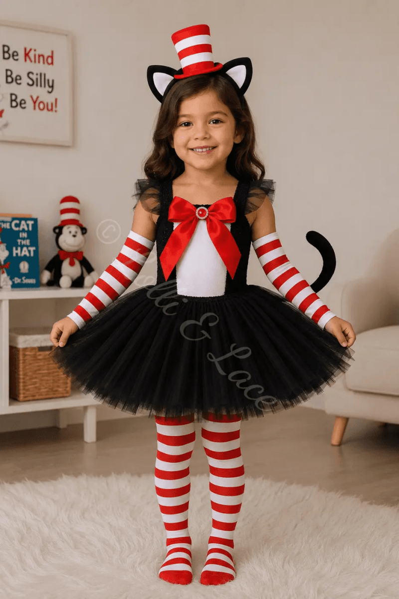The Cat's Whimsical Adventure Tutu Dress, Hat & Accessory Set