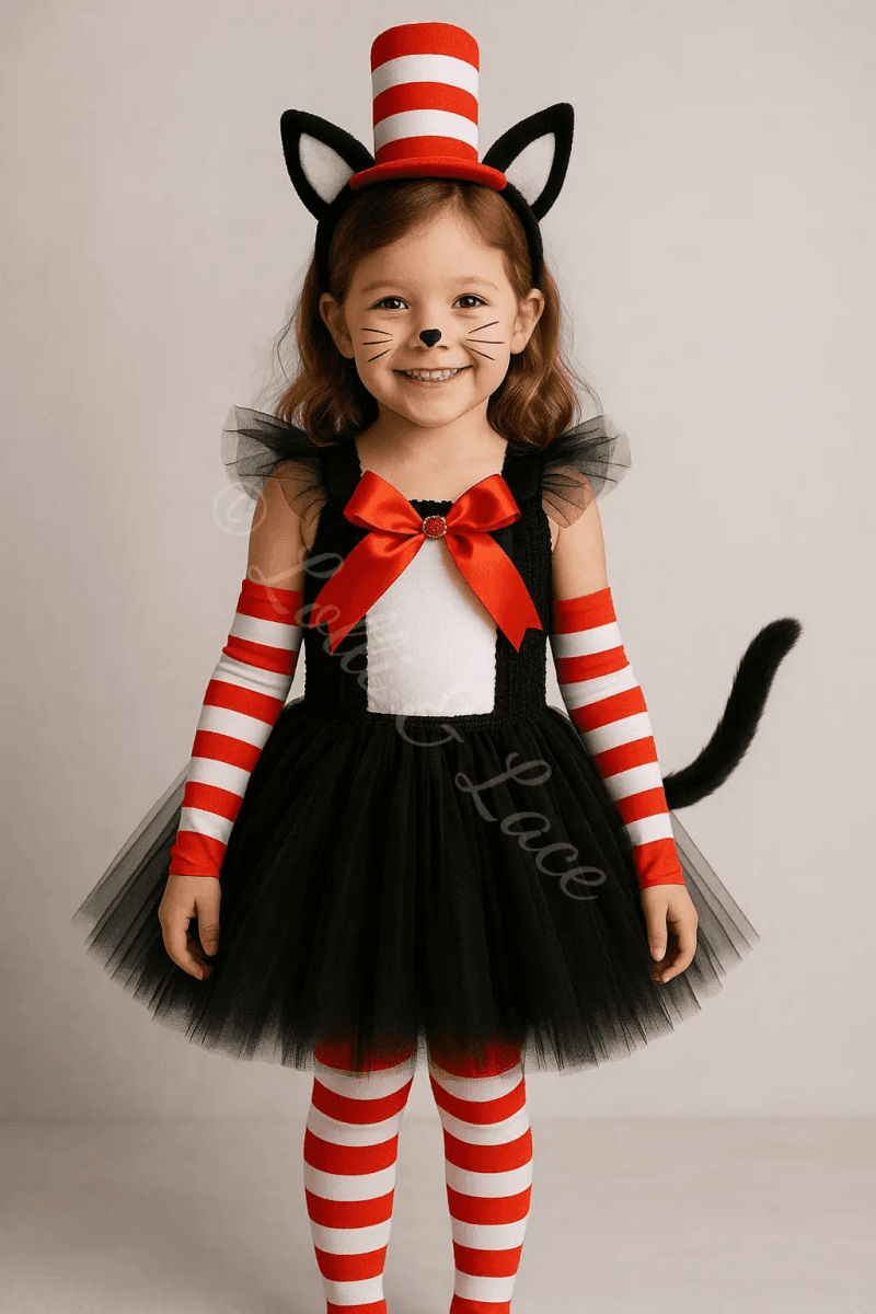 The Cat's Whimsical Adventure Tutu Dress, Hat & Accessory Set