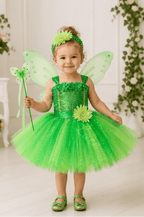 Tinker Bell's Enchanted Fairy Tutu Dress, Wings, Flower Headband & Magic Wand Set for Girls