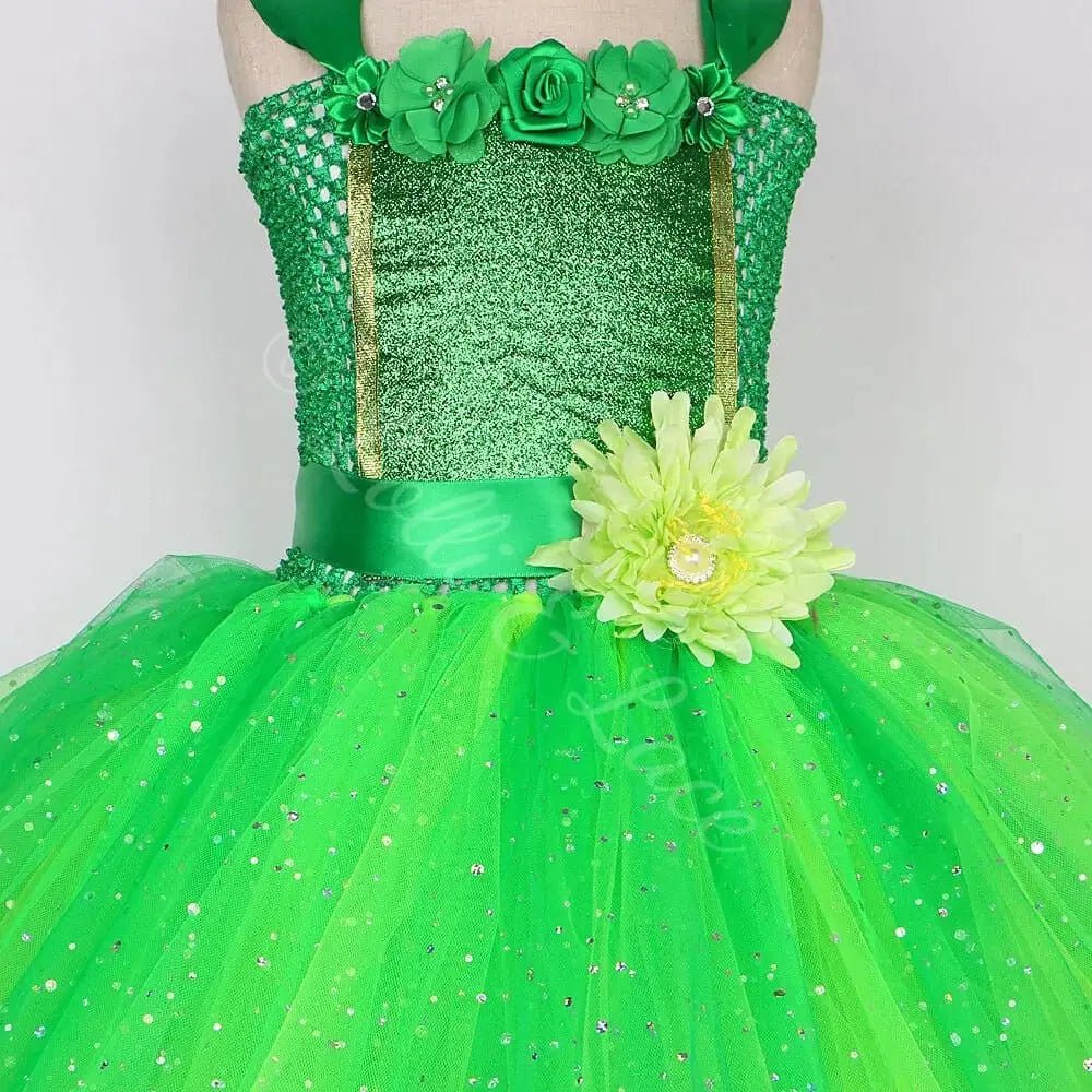 Tinker Bell's Enchanted Fairy Tutu Dress, Wings, Flower Headband & Magic Wand Set for Girls